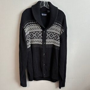 Chaps Black and White Cardigan Sweater